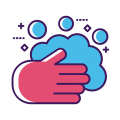 hands washing with foam line and fills tyle