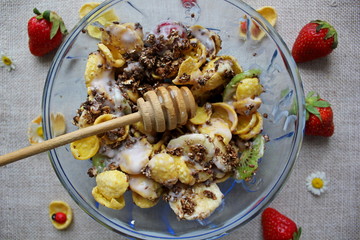 muesli with fruit and berries