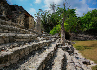 Fototapeta premium Kohunlich archaeological site of the pre-Columbian Maya civilization, ruins Mexico