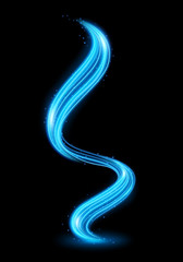 Abstract Blue Line of Lights with Sparks