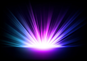 Abstract Multicolor Wavy Line of Light, isolated on Dark Background. Vector Illustration