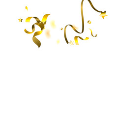 Obraz na płótnie Canvas Holiday Serpentine. Gold Foil Streamers Ribbons.