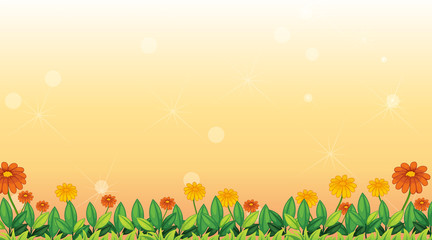 Background design template with flowers in the field