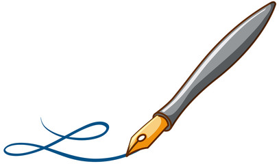 Obraz premium Fountain pen and handwriting on white background
