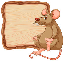 Board template with cute mouse on white background