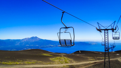 Ski lift on the volcano, volcán Osorno, Chile