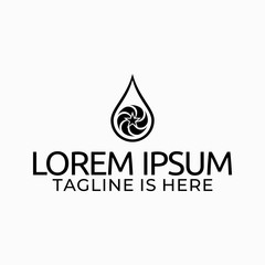 Design a giant water drop logo with an abstract mandala icon in it.