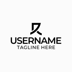 Monogram logo design letter capital r is black on a white background.