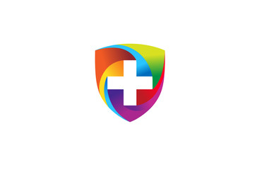 Creative Colorful Medical Shield Logo Vector