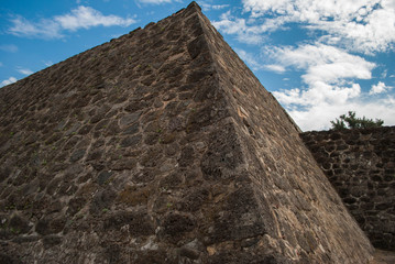 Fototapeta na wymiar Teopanzolco, Postclassic Period archaeological aztec site in Cuernavaca, Morelos, Mexico,