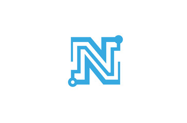 Creative N Letter Network Logo Symbol Design Vecor Illustration