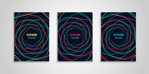 Abstract Cover Collection With Colorful Wavy Lines
