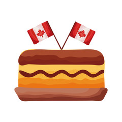 cake with canada flags crossed flat style