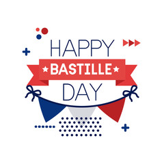 garlands with france flag and lettering flat style