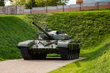 Exhibition of arms under the open sky, tank of the second world war. Memorial complex in Nesvizh,...