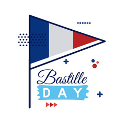 france flag and bastille day lettering flat style