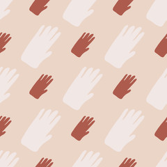 Fototapeta premium Hand shapes seamless pattern in doodle style. Silhouette of a human hand endless wallpaper.
