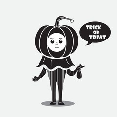 Person in a costume saying trick or treat