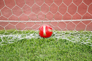 Soccer ball in goal