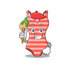An artistic swimsuit artist mascot design paint using a brush