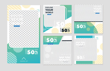 Social media post and stories templates travel banner