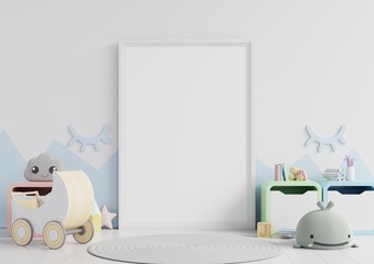 Mock up poster frame in children room,kids room,nursery mockup.