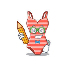 A clever student swimsuit cartoon character study at home