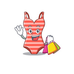 wealthy swimsuit cartoon character with shopping bags