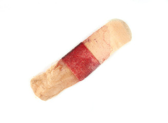 band-aid with blood on a white background