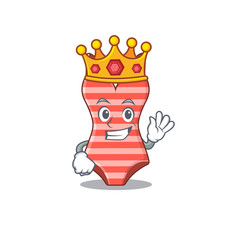 A Wise King of swimsuit mascot design style with gold crown