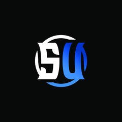 Initial Letter SU Circle Logo Design	