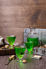 Green liquid in a glass
