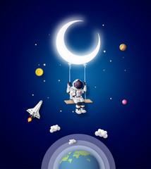 Astronaut floating in the stratosphere . © kengmerry