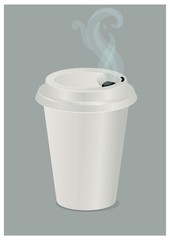 hot coffee in a paper cup