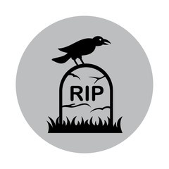 Fototapeta premium Crow on a tombstone