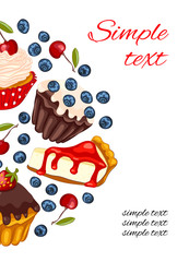 Cupcake and berries card design