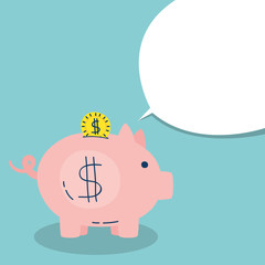 piggy savings money dollar with speech bubble