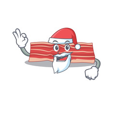 Obraz premium cartoon character of bacon Santa having cute ok finger