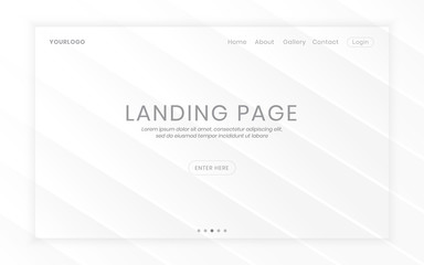 Stylish Abstract Editable Landing Page. Geometric white and gray gradient. Diagonal stripes lines modern background. Elegant and minimalist. Vector illustration. Anyone can use this design easily.