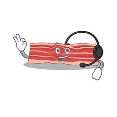 A stunning bacon mascot character concept wearing headphone