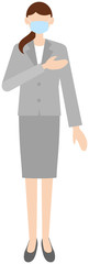 Vector image of business women in office uniform with  a mask