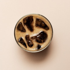 Aerial view of fizzy drink in a glass
