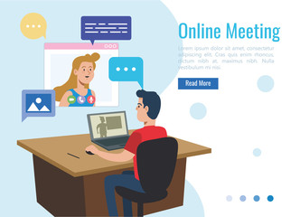 boy and girl in the video chat online meeting