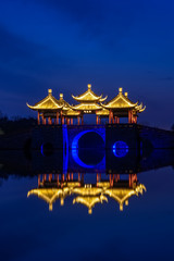 Chinese pavilion at night