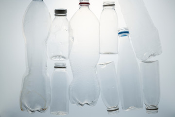 Crushed plastic bottles for recycling