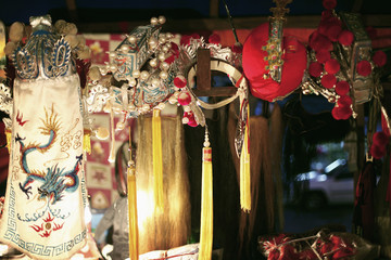 Naklejka premium Opera headwear hanging in the dressing room