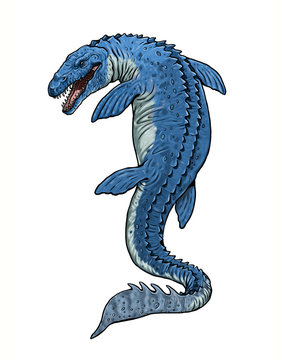 recommend clip art: Aquatic prehistoric reptile - Mosasaurus. Aquatic dinosaur.