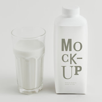 Fresh Milk In A Glass With A Bottle Mockup