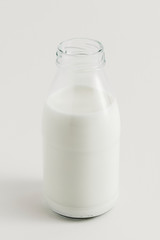 Fresh milk in a glass bottle