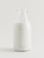 Fresh milk in a glass bottle